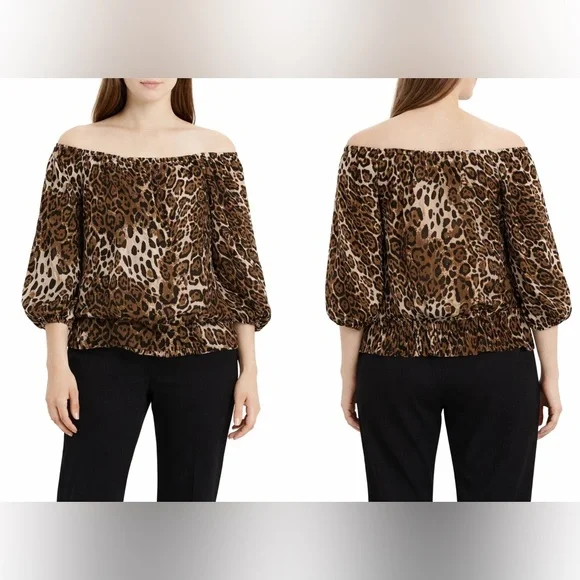HeartSoul Animal Print Off-Shoulder Blouse - Picture 1 of 11